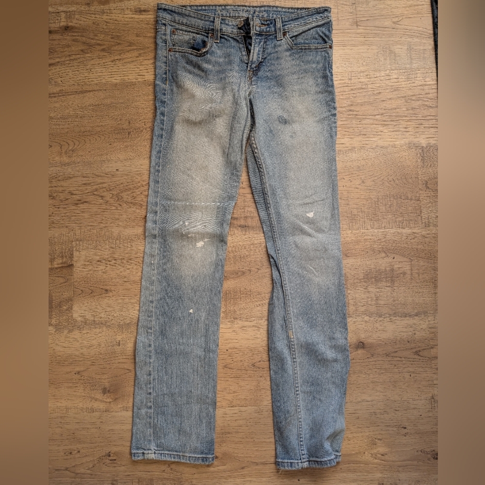 Levi's Light Blue Distressed Straight Leg Jeans